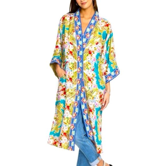 NEW Johnny Was Rivoray Nani Kimono Reversible Long Coat Silk Embroidered Size L - Picture 7 of 16